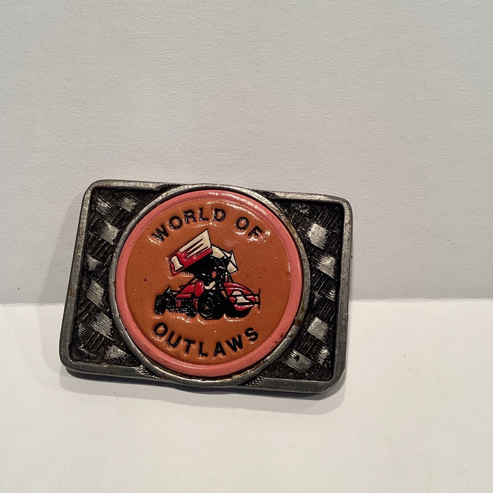 World of Outlaws Sprint Car Racing Belt Buckle heavy!